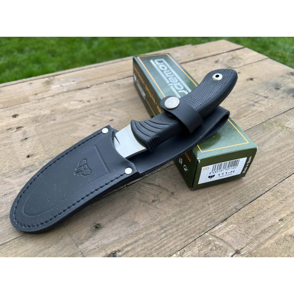 CUDEMAN Nesmuk 111-H Knife: Stainless Sharp Edge for Hunters - With Leather Sheath