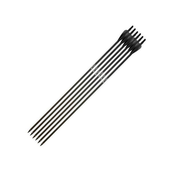 Lot de 12 flèches pour arbalète avec tiges en carbone - 40,6 cm, 43,2 cm, 45,7 cm, 50,8 cm, 55,9 cm - Avec carquois de flèche (noir, 55,9 cm