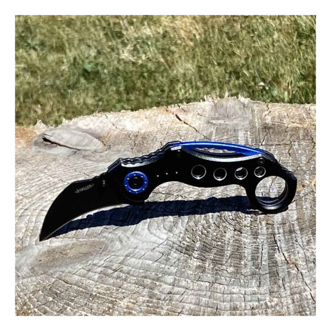 Image Couteau de poche Haller Carambit avec petit cercle bleu - 16135 - Kodiak Store