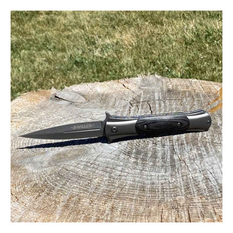 Image Couteau de poche Stiletto Haller avec manche en bois de pakka - 16177 - Kodiak Store