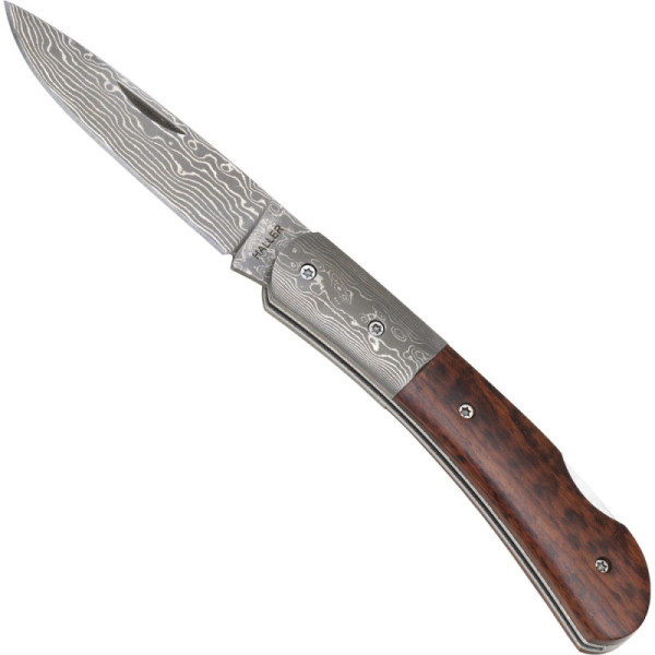 Image Couteau de poche Haller en acier damassé et manche en bois de serpent - 16188 - Kodiak Store