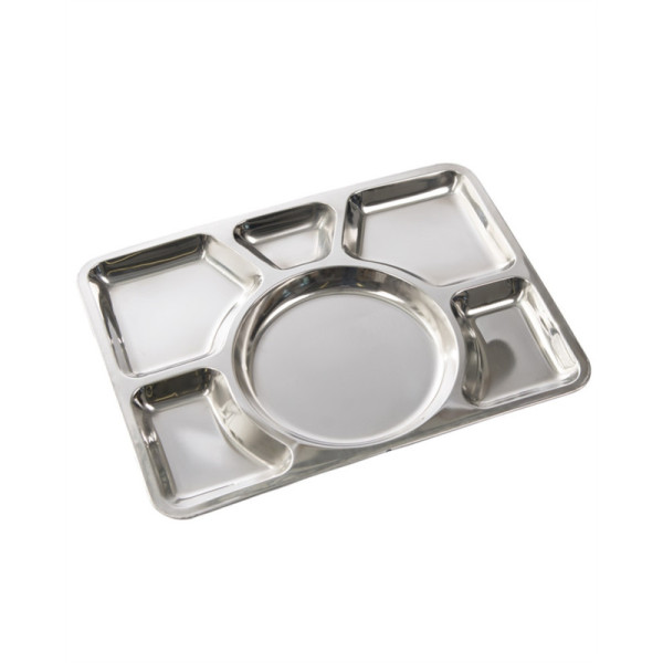 Image Plateau de cantine 6 compartiments en acier inoxydable - 16294 - Kodiak Store