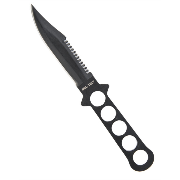 Image Couteau de plongée en acier inoxydable noir avec étui en plastique - 16529 - Kodiak Store