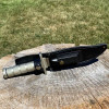 Silver survival knife: 420 blade, integrated tools, ideal for adventure