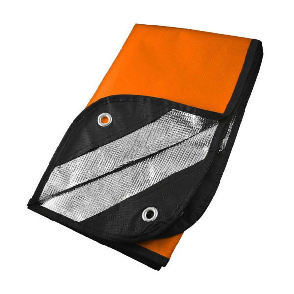 Orange emergency blanket: high visibility and optimal insulation, waterproof and windproof