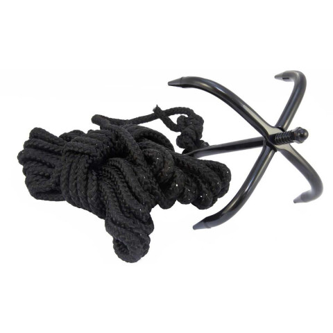 Image Grappin Noir avec sa corde de 10 mètres - 16651 - Kodiak Store