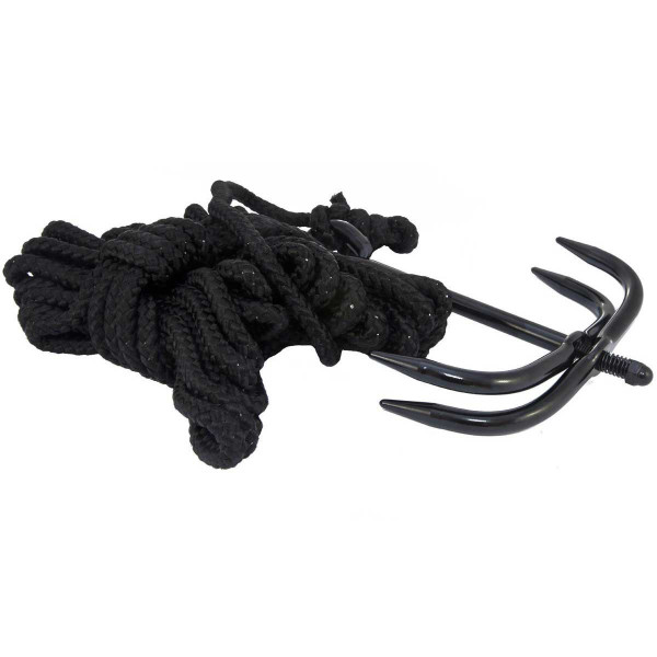 Image Grappin Noir avec sa corde de 10 mètres - 16652 - Kodiak Store