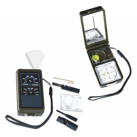 Image Kit de survie 10 fonctions (compas, mirroir, allume-feu, thermomètre, hygromètre..) - 16704 - Kodiak Store