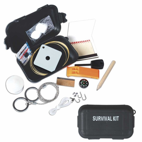 Image Kit de survie 13 fonctions (Boussole, Feu, Pêche, Couture, Mirroir, Rasoir) - 16707 - Kodiak Store