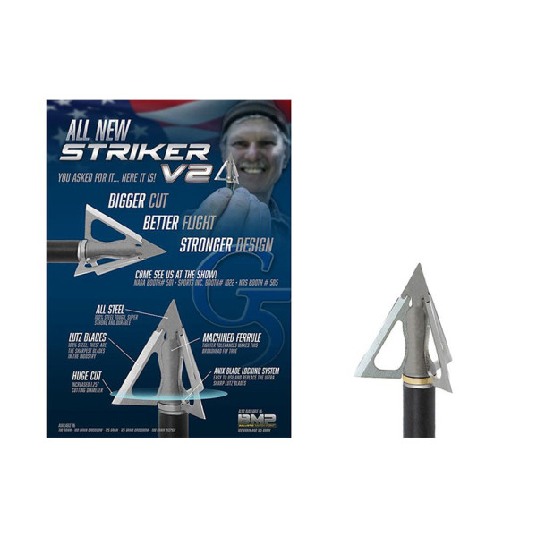 Lot de 3 pointes de chasse G5 Striker V2 à lame fixe pour carreaux d'arbalète